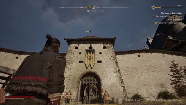 Coen approaching the gates of Svartrau in official pre-beta gameplay